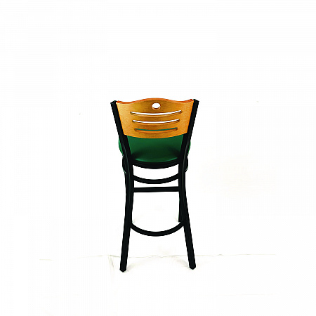 Eagle Series Barstool, Supports Up to 300 lb, 28.5" Seat Height, Green Seat, Natural Back, Black Base (EBBVGRND)
