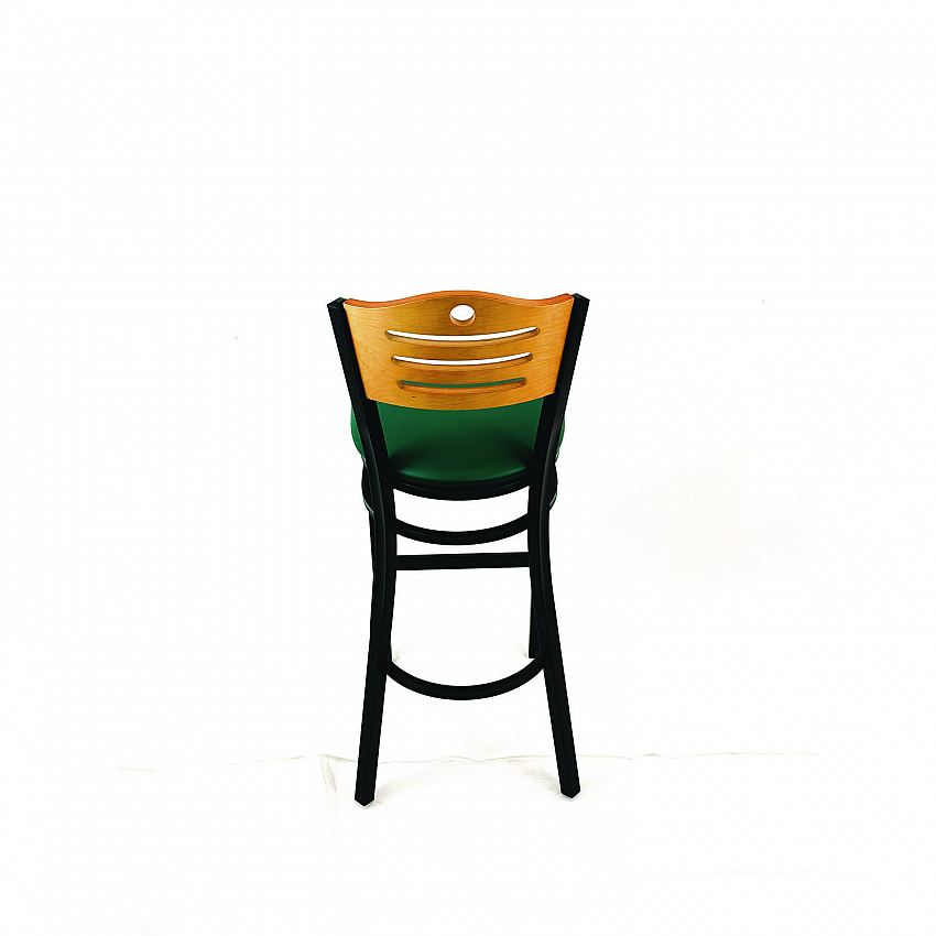 Eagle Series Barstool, Supports Up to 300 lb, 28.5" Seat Height, Green Seat, Natural Back, Black Base (EBBVGRND)