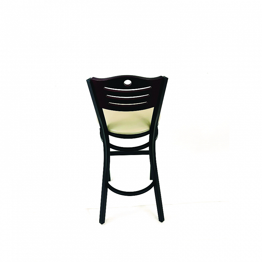 Eagle Series Barstool, Supports Up to 300 lb, 28.5" Seat Height, Taupe Seat, Dark Mahogany Back, Black Base (EBBVTAUB)