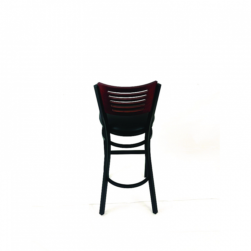 Jones River Series Barstool, Supports Up to 300 lb, 28.5" Seat Height, Black Seat, Dark Mahogany Back, Black Base (JRBBVBLKB)