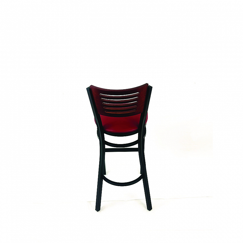 Jones River Series Barstool, Supports Up to 300 lb, 28.5" Seat Height, Burgundy Seat, Dark Mahogany Back, Black Base (JRBBVBURB)