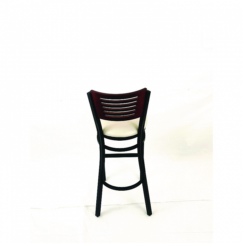 Jones River Series Barstool, Supports Up to 300 lb, 28.5" Seat Height, Cream Seat, Dark Mahogany Back, Black Base (JRBBVCRMB)