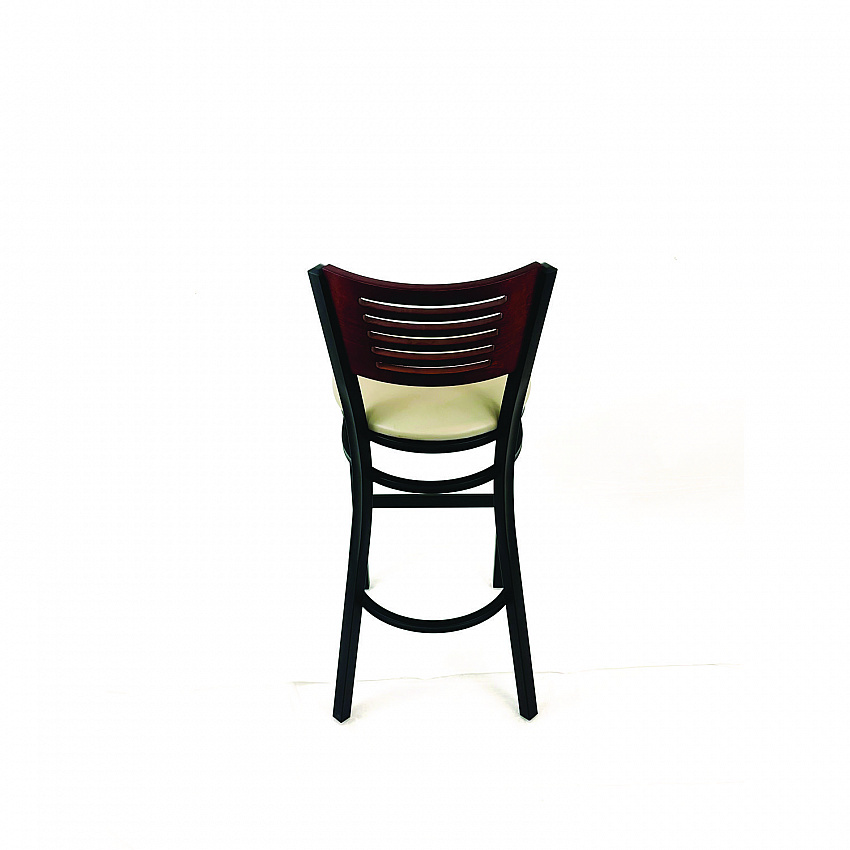 Jones River Series Barstool, Supports Up to 300 lb, 28.5" Seat Height, Taupe Seat, Dark Mahogany Back, Black Base (JRBBVTAUB)