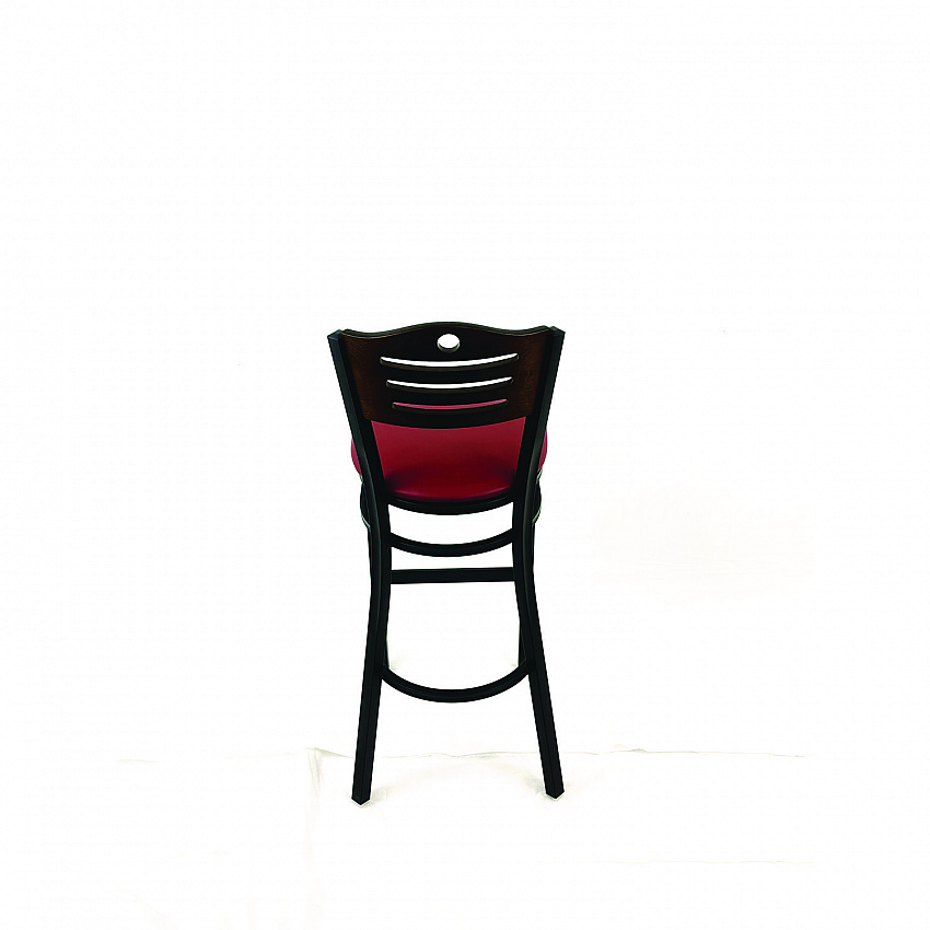 Eagle Series Barstool, Supports Up to 300 lb, 28.5" Seat Height, Burgundy Seat, Dark Walnut Back, Black Base (EBBVBURC)