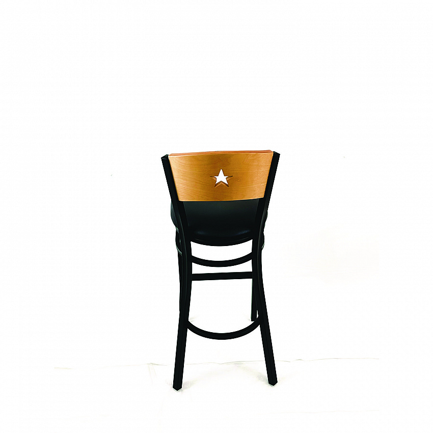 Liberty Series Barstool, Supports Up to 300 lb, 28.5" Seat Height, Black Seat, Natural Back, Black Base (LBBVBLKD)