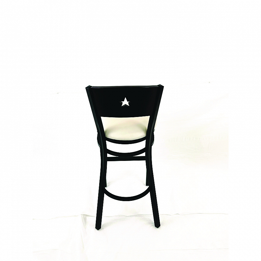 Liberty Series Barstool, Supports Up to 300 lb, 28.5" Seat Height, Cream Seat, Dark Mahogany Back, Black Base (LBBVCRMB)