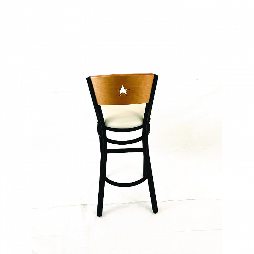 Liberty Series Barstool, Supports Up to 300 lb, 28.5" Seat Height, Cream Seat, Natural Back, Black Base (LBBVCRMD)
