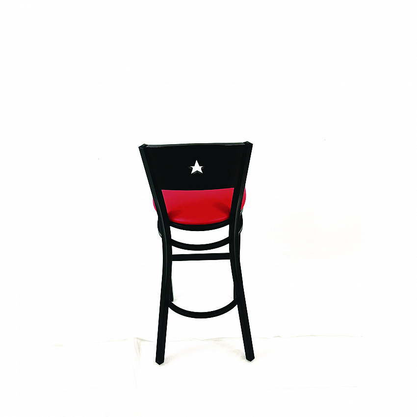 Liberty Series Barstool, Supports Up to 300 lb, 28.5" Seat Height, Red Seat, Dark Mahogany Back, Black Base (LBBVREDB)