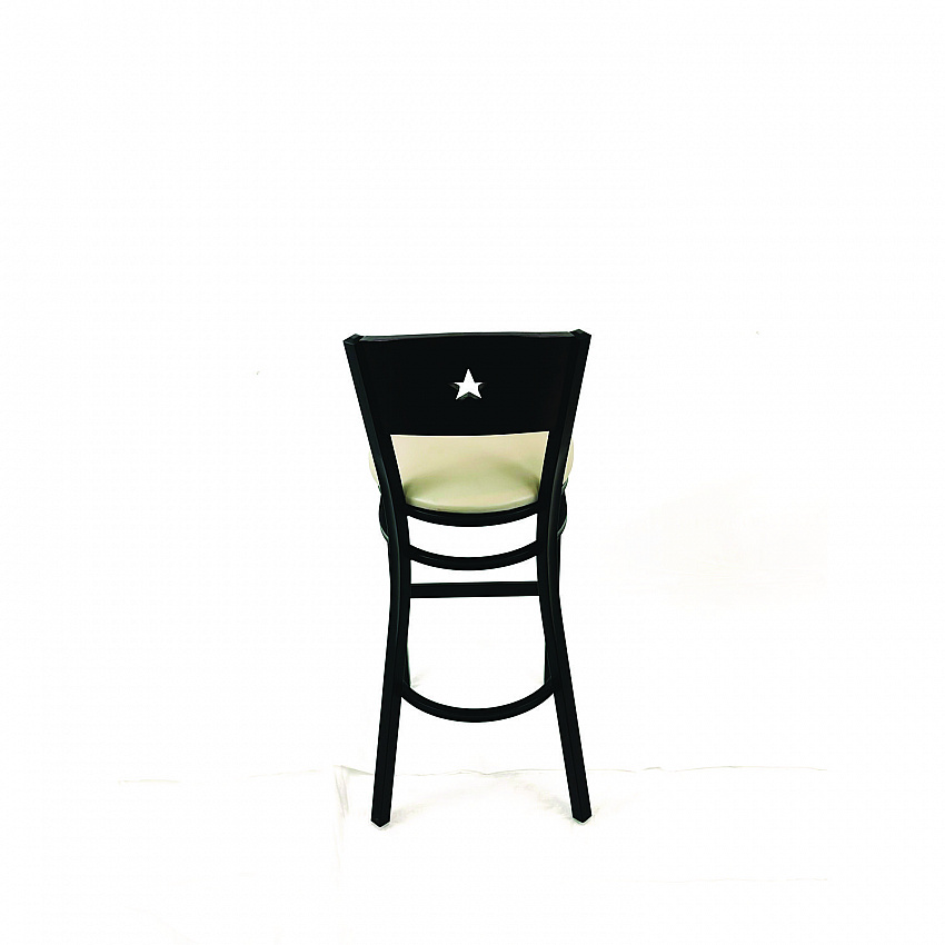 Liberty Series Barstool, Supports Up to 300 lb, 28.5" Seat Height, Taupe Seat, Dark Mahogany Back, Black Base (LBBVTAUB)