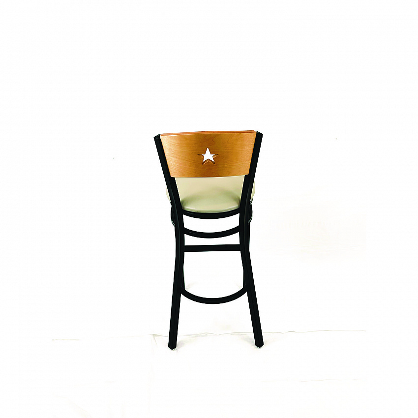 Liberty Series Barstool, Supports Up to 300 lb, 28.5" Seat Height, Taupe Seat, Natural Back, Black Base (LBBVTAUD)