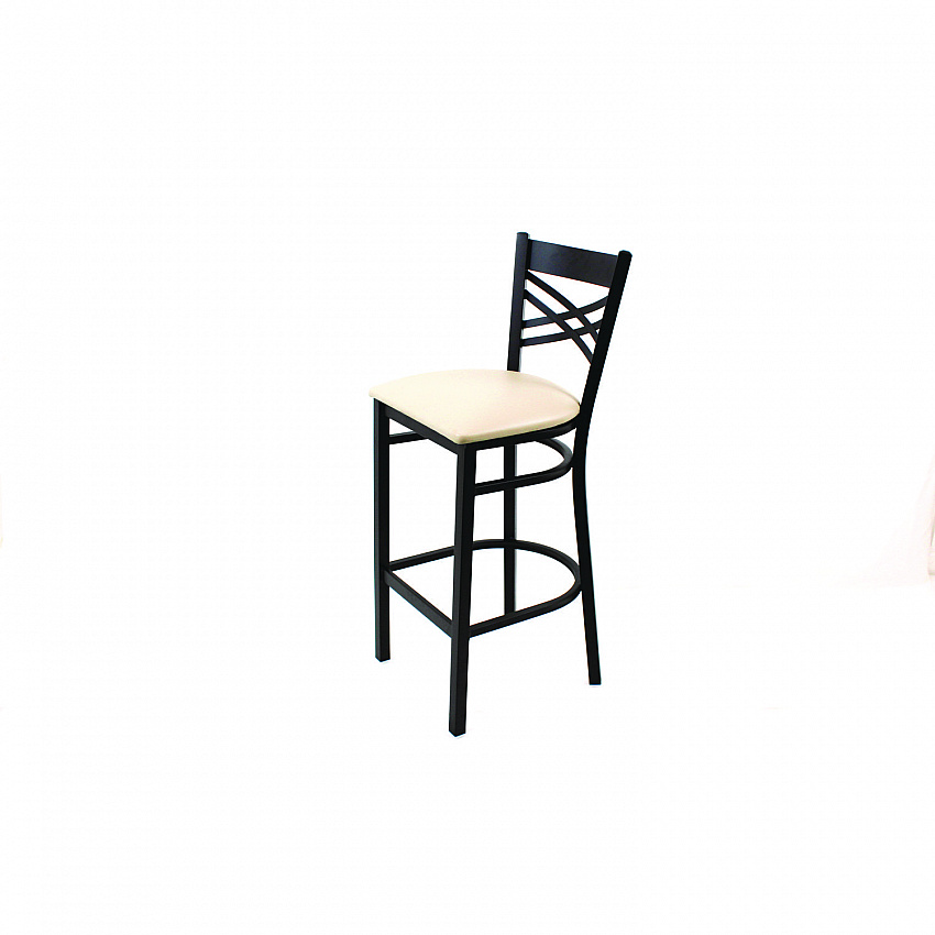 X Series Barstool, Supports Up to 300 lb, 29.5" Seat Height, Cream Seat, Black Back, Black Base (XBSBVSCRM)