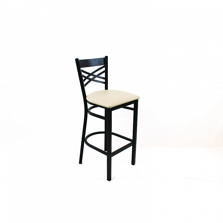 X Series Barstool, Supports Up to 300 lb, 29.5" Seat Height, Cream Seat, Black Back, Black Base (XBSBVSCRM)