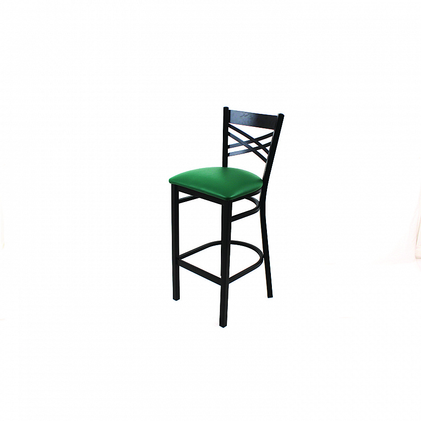 X Series Barstool, Supports Up to 300 lb, 29.5" Seat Height, Green Seat, Black Back, Black Base (XBSBVSGRN)