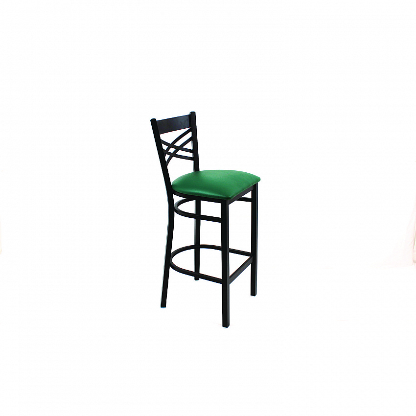 X Series Barstool, Supports Up to 300 lb, 29.5" Seat Height, Green Seat, Black Back, Black Base (XBSBVSGRN)