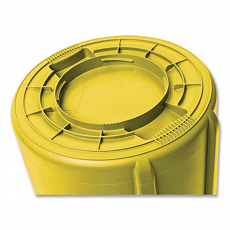 Vented Round Brute Container, 10 gal, Plastic, Yellow (FG261000YEL)