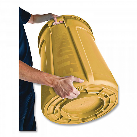 Vented Round Brute Container, 20 gal, Plastic, Yellow (2620YEL)
