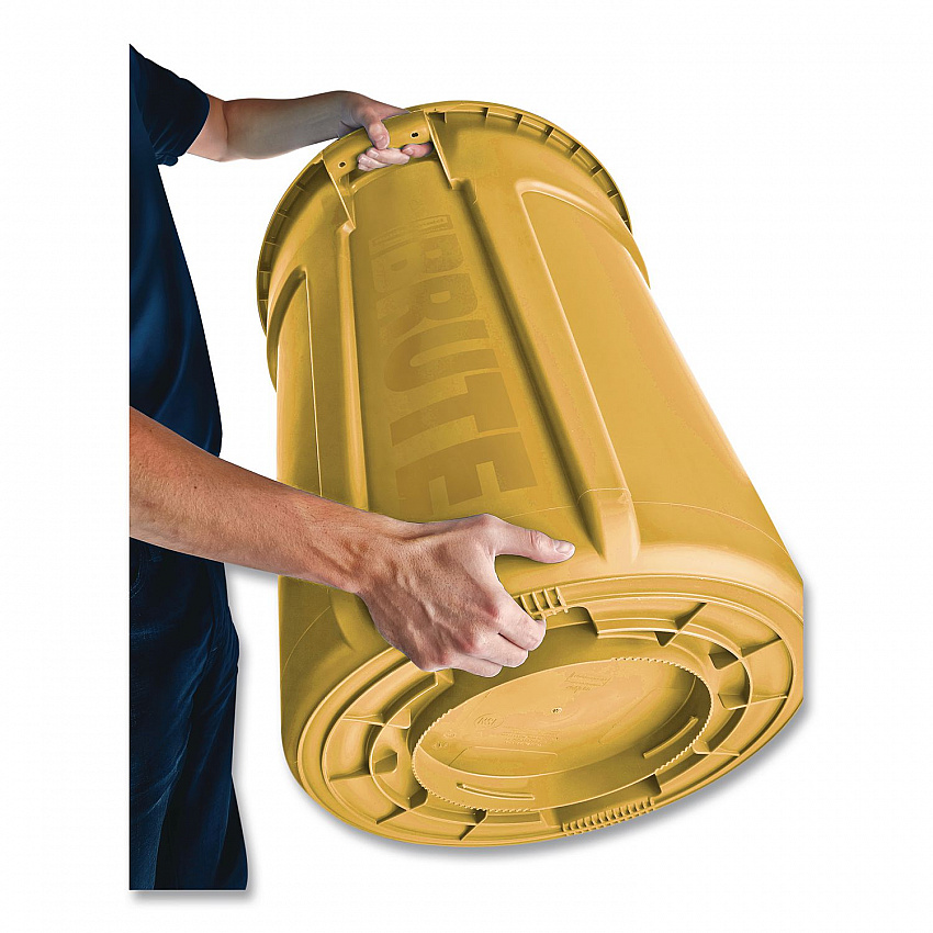 Vented Round Brute Container, 20 gal, Plastic, Yellow (2620YEL)