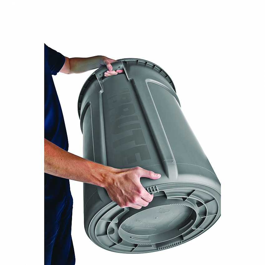 Vented Round Brute Container, 32 gal, Plastic, Gray (263200GY)