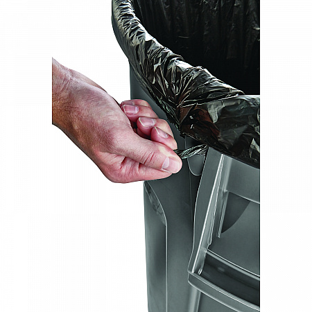 Vented Round Brute Container, 55 gal, Plastic,  Gray (265500GY)