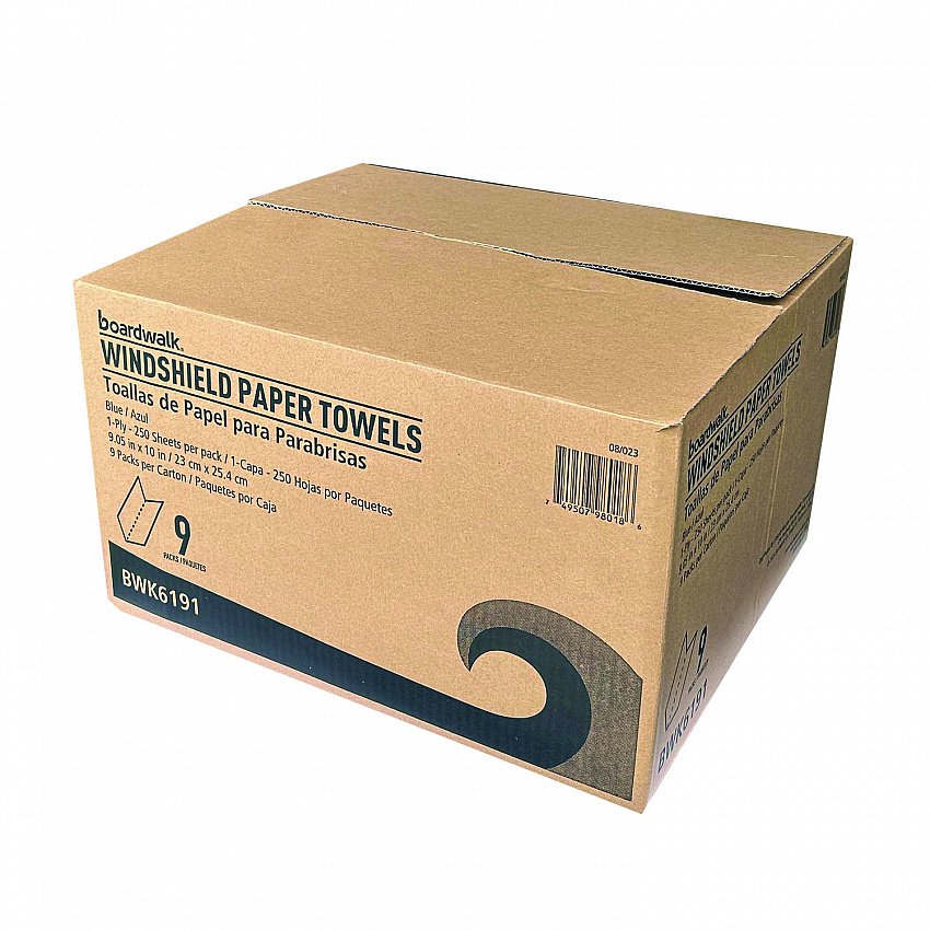 Windshield Paper Towels, 9.05 x 10, Blue, 250/Pack, 9 Packs/Carton (6191)
