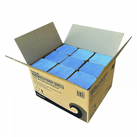 Windshield Paper Towels, 9.05 x 10, Blue, 250/Pack, 9 Packs/Carton (6191)
