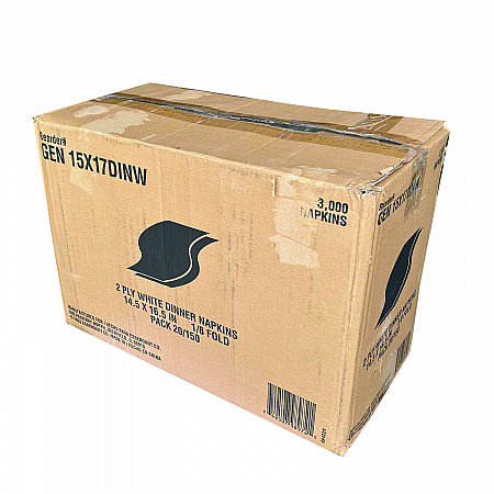 Dinner Napkins, 2-Ply, 14.5 x 16.5, White, 150/Pack, 20 Packs/Carton (15X17DINW)