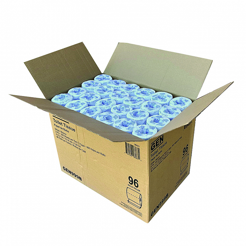 Standard Bath Tissue, Wrapped, Septic Safe, 2-Ply, White, 300 Sheets/Roll, 96 Rolls/Carton (999B)