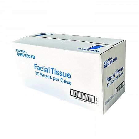Facial Tissue, Flat Box, 2-Ply, White, 100 Sheets/Box, 30 Boxes/Carton (6501)
