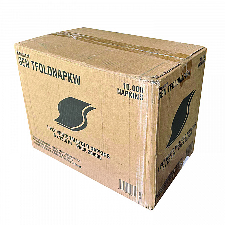 Tall-Fold Napkins, 1-Ply, 5.98 x 11.38, White, 10,000/Carton (TFOLDNAPKW)