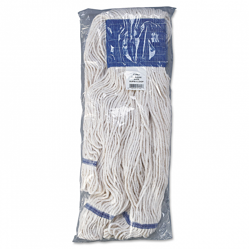 Super Loop Wet Mop Head, Cotton/Synthetic Fiber, 5" Headband, X-Large Size, White, 12/Carton (504WH)