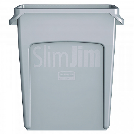 Slim Jim Waste Container with Handles, 16 gal, Plastic, Light Gray (1971258)
