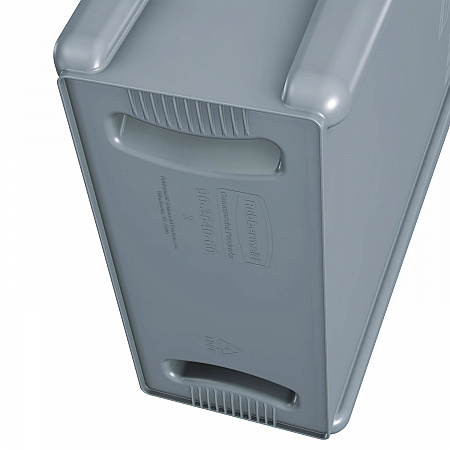 Slim Jim Waste Container with Handles, 16 gal, Plastic, Light Gray (1971258)