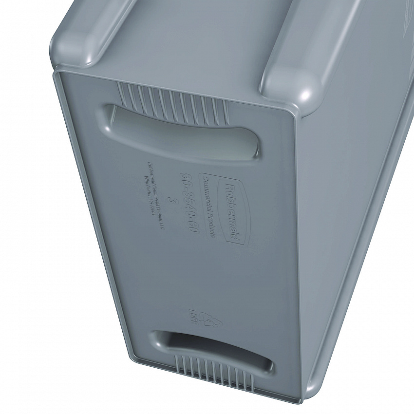 Slim Jim Waste Container with Handles, 16 gal, Plastic, Light Gray (1971258)