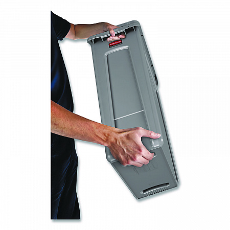 Slim Jim Waste Container with Handles, 16 gal, Plastic, Light Gray (1971258)