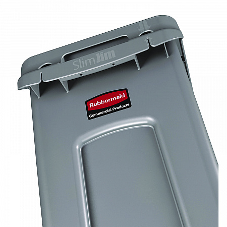 Slim Jim Waste Container with Handles, 16 gal, Plastic, Light Gray (1971258)