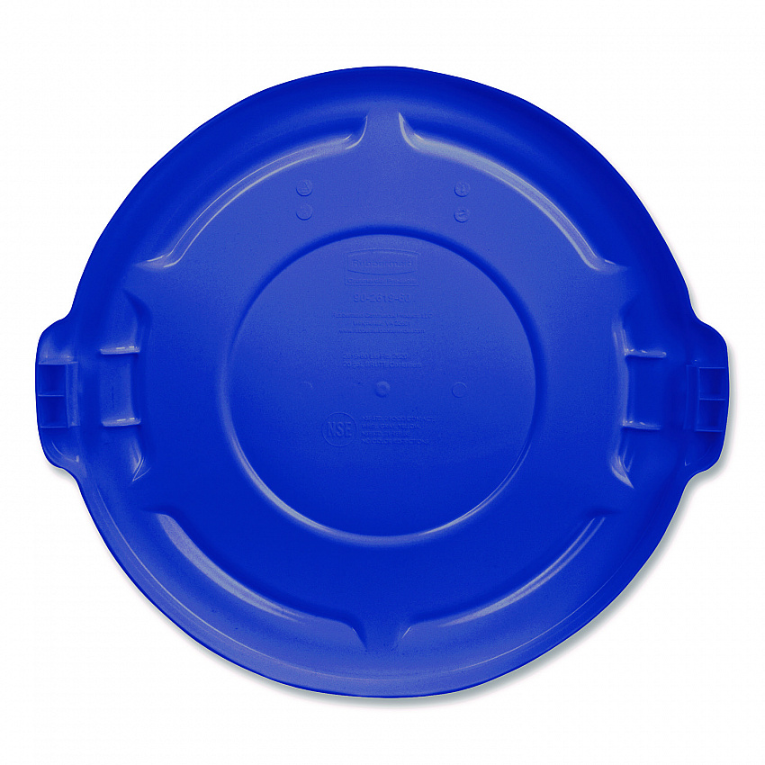 BRUTE Self-Draining Flat Top Lid for 55 gal Round Brute Containers, 26.75" Diameter, Blue, 3/Carton (1779733CT)