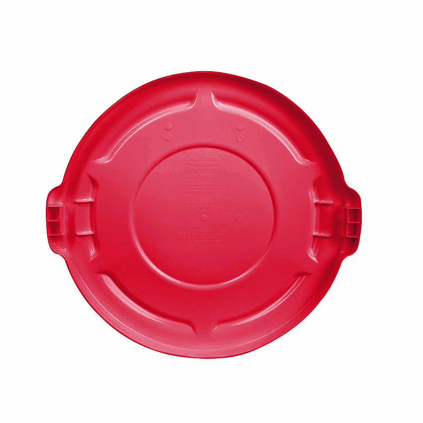 BRUTE Self-Draining Flat Top Lids for 32 gal Round BRUTE Containers, 22.25" Diameter x 3"h, Red, 3/Carton (2654REDCT)