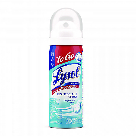 Disinfectant Spray To Go, Crisp Linen Scent, 1.5 oz Aerosol Spray, 12/Carton (99923CT)
