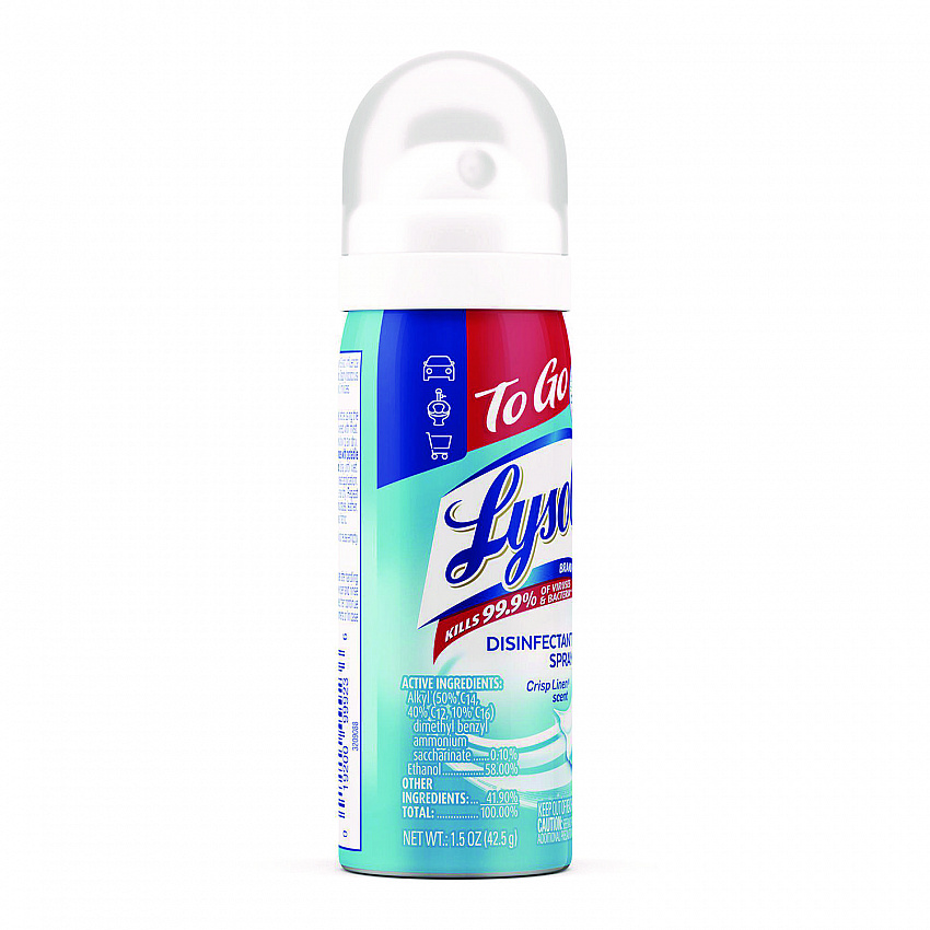 Disinfectant Spray To Go, Crisp Linen Scent, 1.5 oz Aerosol Spray, 12/Carton (99923CT)