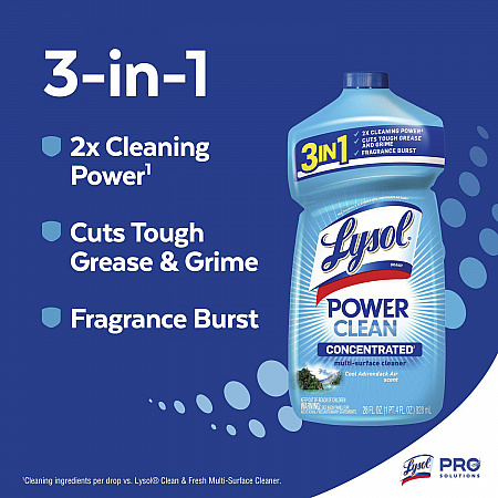 Power Clean Concentrated Multi-Surface Cleaner, Cool Adirondack Scent, 28 oz Pour Bottle, 9/Carton (82515CT)
