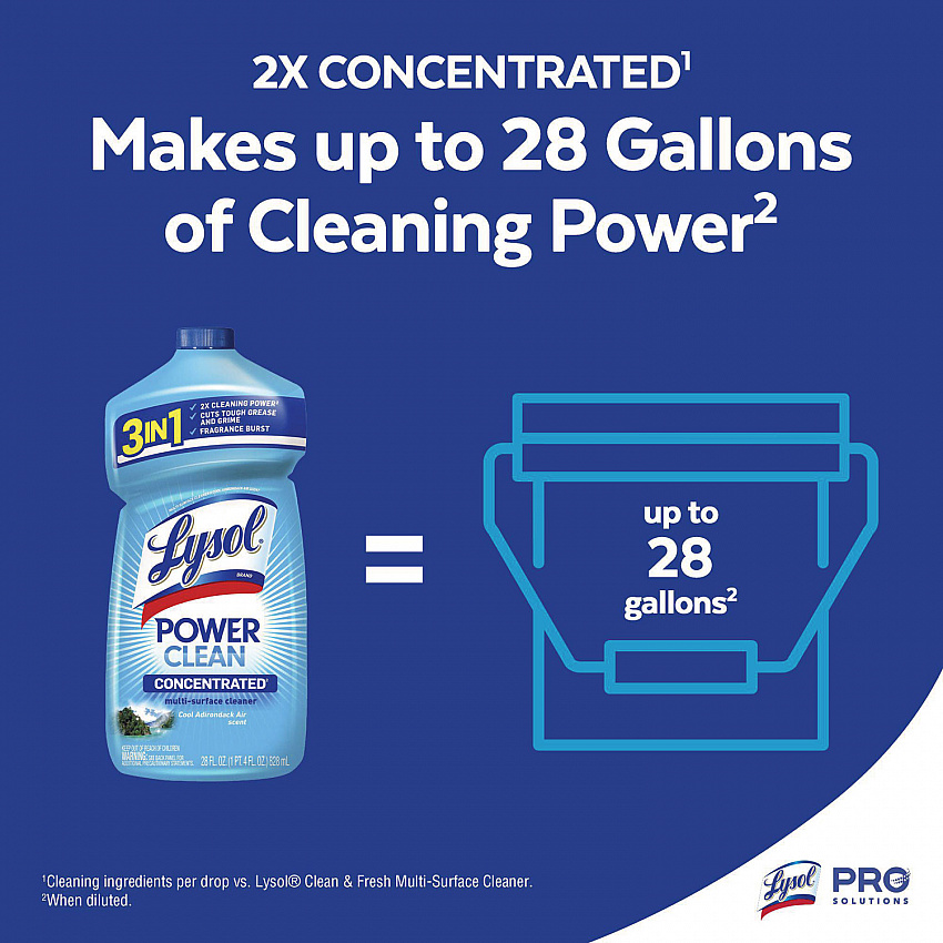 Power Clean Concentrated Multi-Surface Cleaner, Cool Adirondack Scent, 28 oz Pour Bottle, 9/Carton (82515CT)