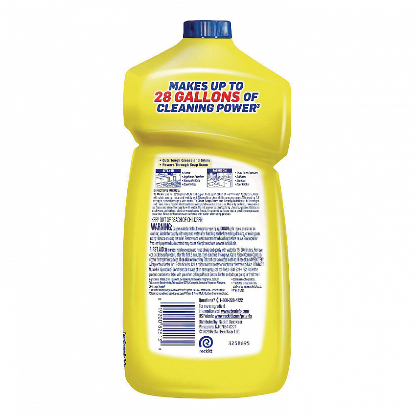 Power Clean Concentrated Multi-Surface Cleaner, Lemon and Sunflower Essence, 28 oz Pour Bottle, 9/Carton (82513CT)