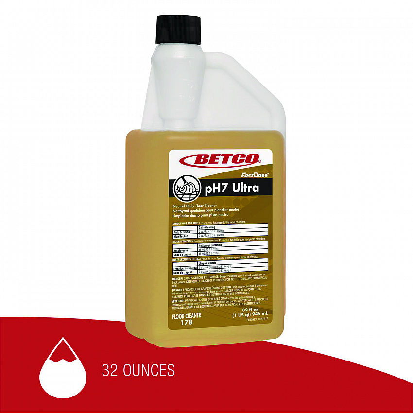 pH7 Ultra Floor Cleaner, Lemon Scent, 32 oz Bottle, 6/Carton (1784800)