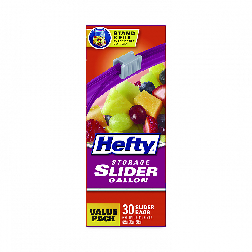 Slider Stand and Fill Food Storage Bags, Gallon, 10.56" x 11", Clear, 30 Bags/Box, 9 Boxes/Carton (R88071CT)