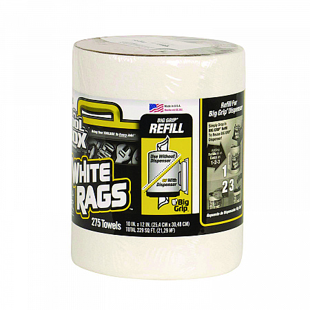 Z300 Wipers Big Grip Refill, 1-Ply, 10 x 12, White, 6/Carton (20421)