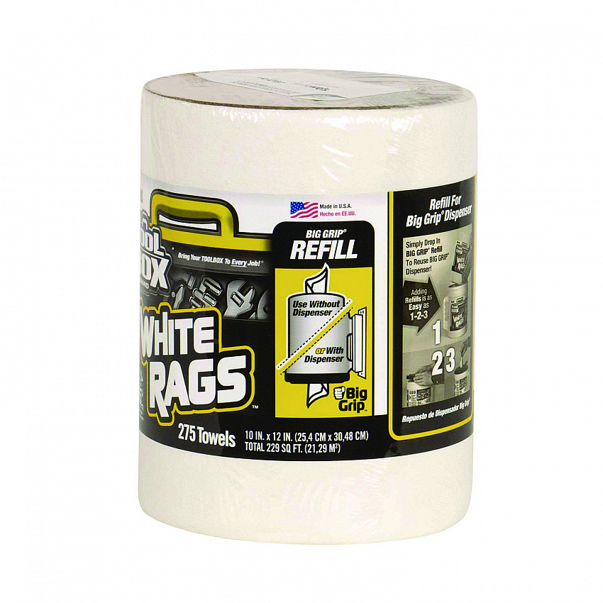 Z300 Wipers Big Grip Refill, 1-Ply, 10 x 12, White, 6/Carton (20421)