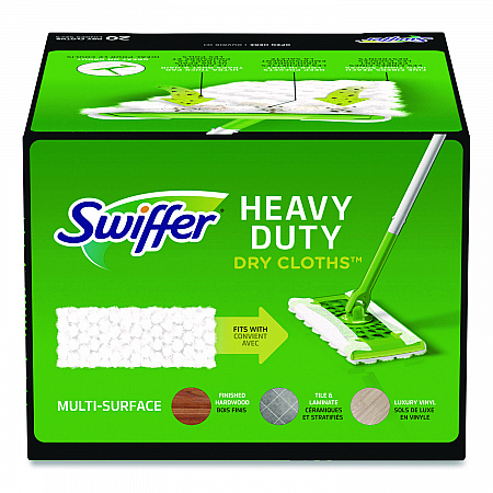 Heavy-Duty Dry Refill Cloths, 10.3 x 7.8, White, 20/Pack, 4 Packs/Carton (77197)