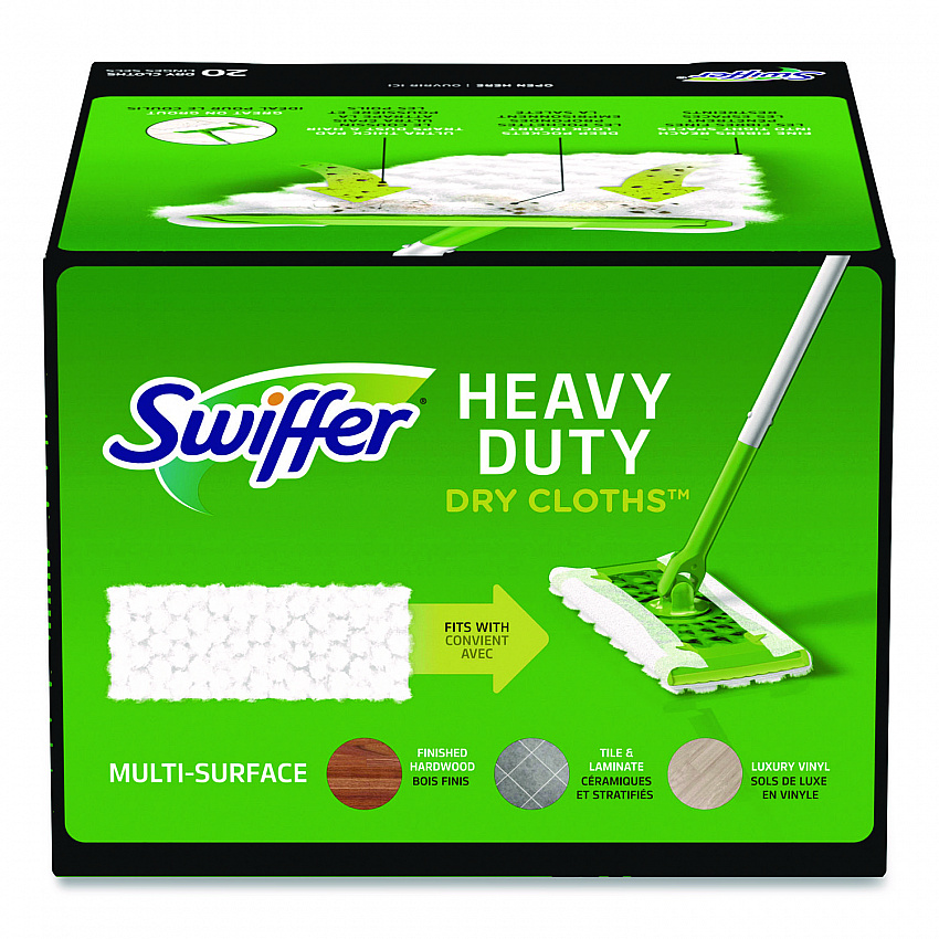 Heavy-Duty Dry Refill Cloths, 10.3 x 7.8, White, 20/Pack, 4 Packs/Carton (77197)