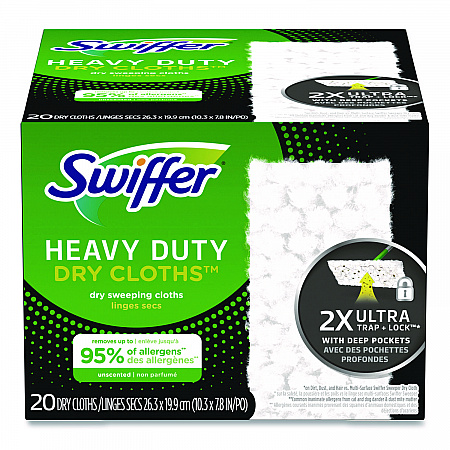 Heavy-Duty Dry Refill Cloths, 10.3 x 7.8, White, 20/Pack, 4 Packs/Carton (77197)
