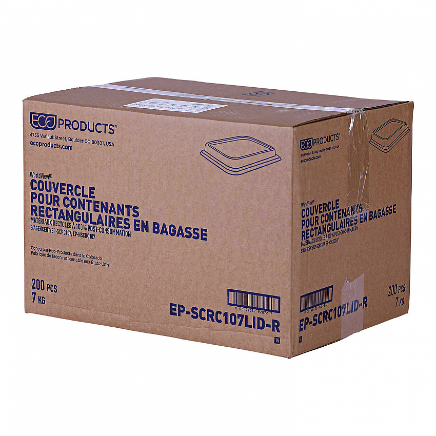 Worldview 100% Recycled Content Lid, 10.82 x 10.71 x 1.83, Clear, Plastic, 200/Carton (EPSCRC107LIR)